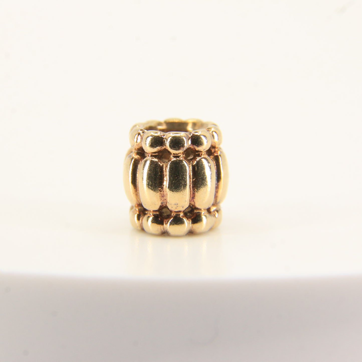 Pandora 14ct Solid Gold Threaded Bead Charm Yellow Gold Bracelet Charm Collectible