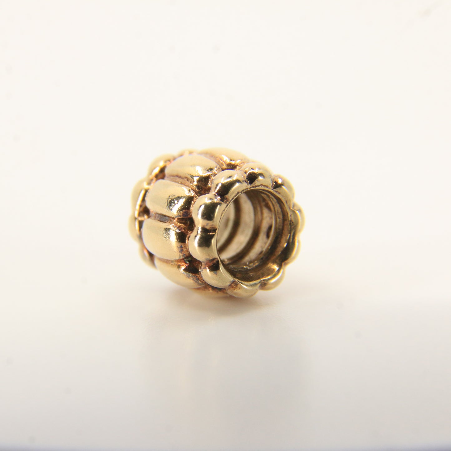 Pandora 14ct Solid Gold Threaded Bead Charm Yellow Gold Bracelet Charm Collectible
