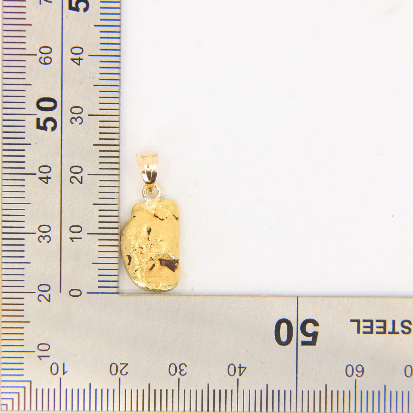 Vintage 24K Natural Gold Nugget Pendant 14K Bail Yellow Gold Charm