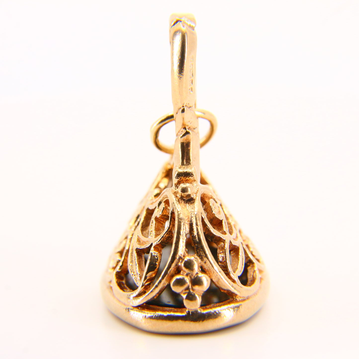 Vintage 9ct Drop Fob Bloodstone Pendant Hallmarked Yellow Gold Charm Gift