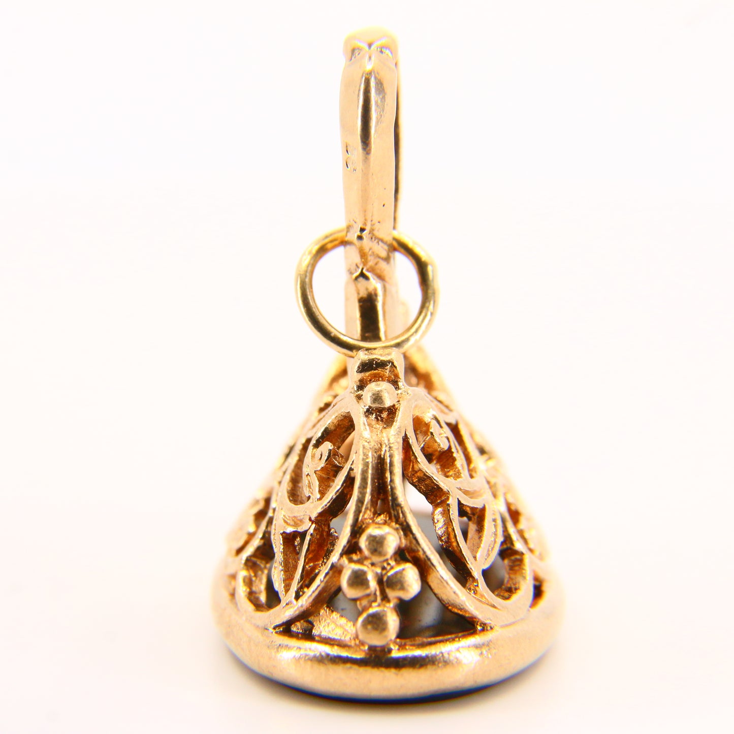 Vintage 9ct Drop Fob Bloodstone Pendant Hallmarked Yellow Gold Charm Gift