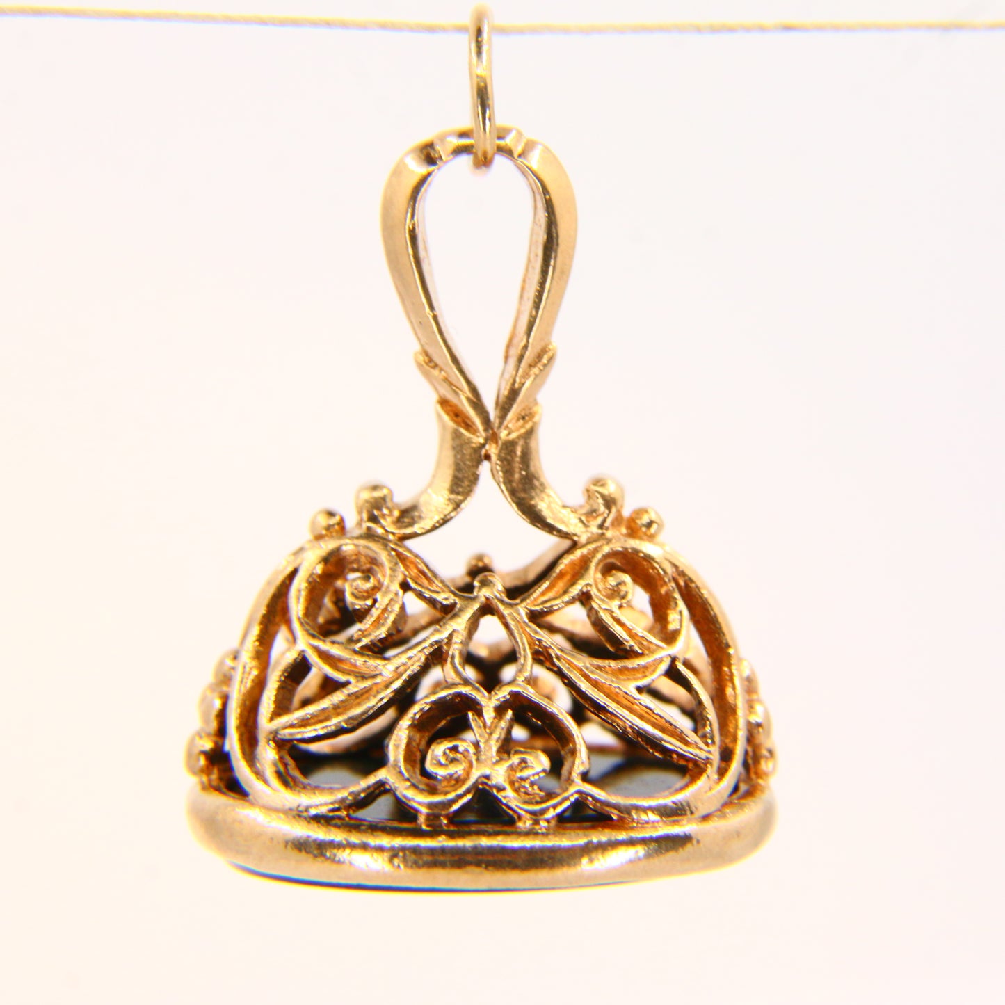 Vintage 9ct Drop Fob Bloodstone Pendant Hallmarked Yellow Gold Charm Gift