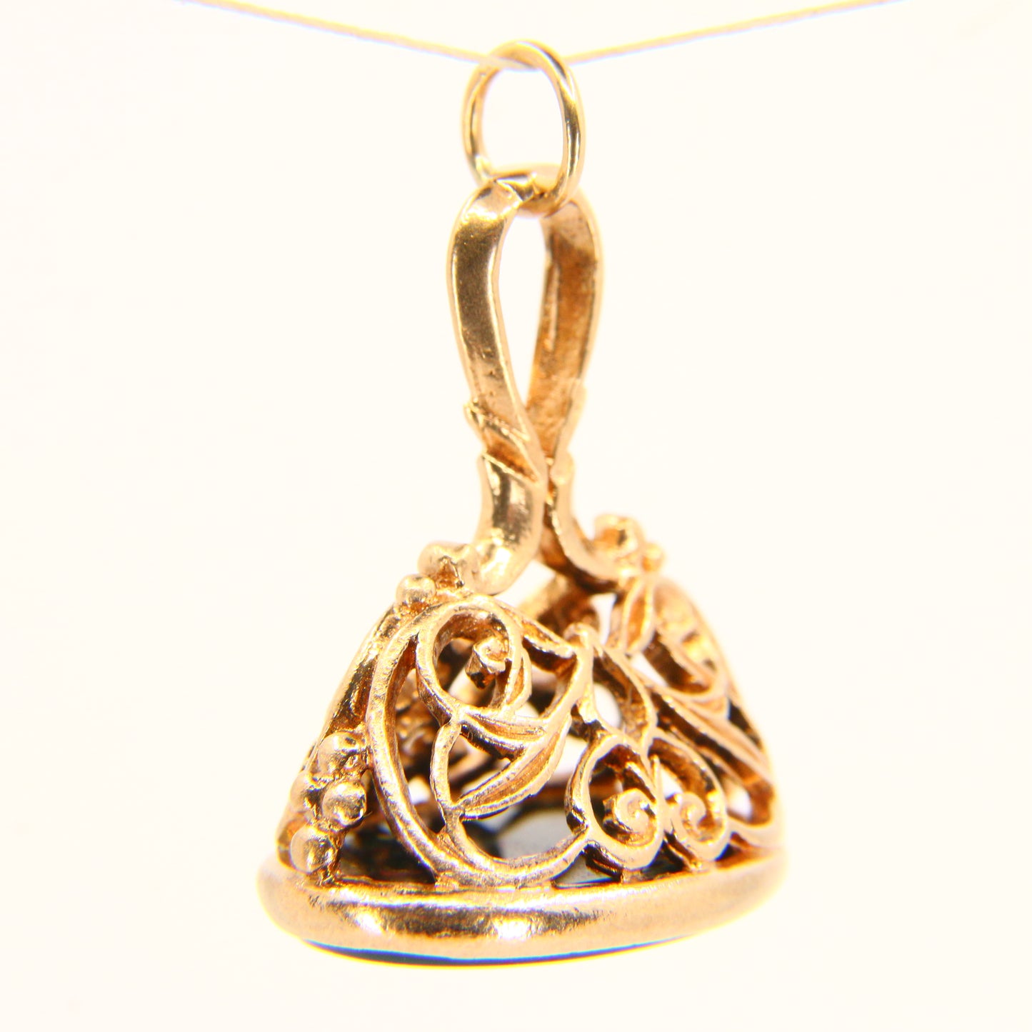 Vintage 9ct Drop Fob Bloodstone Pendant Hallmarked Yellow Gold Charm Gift