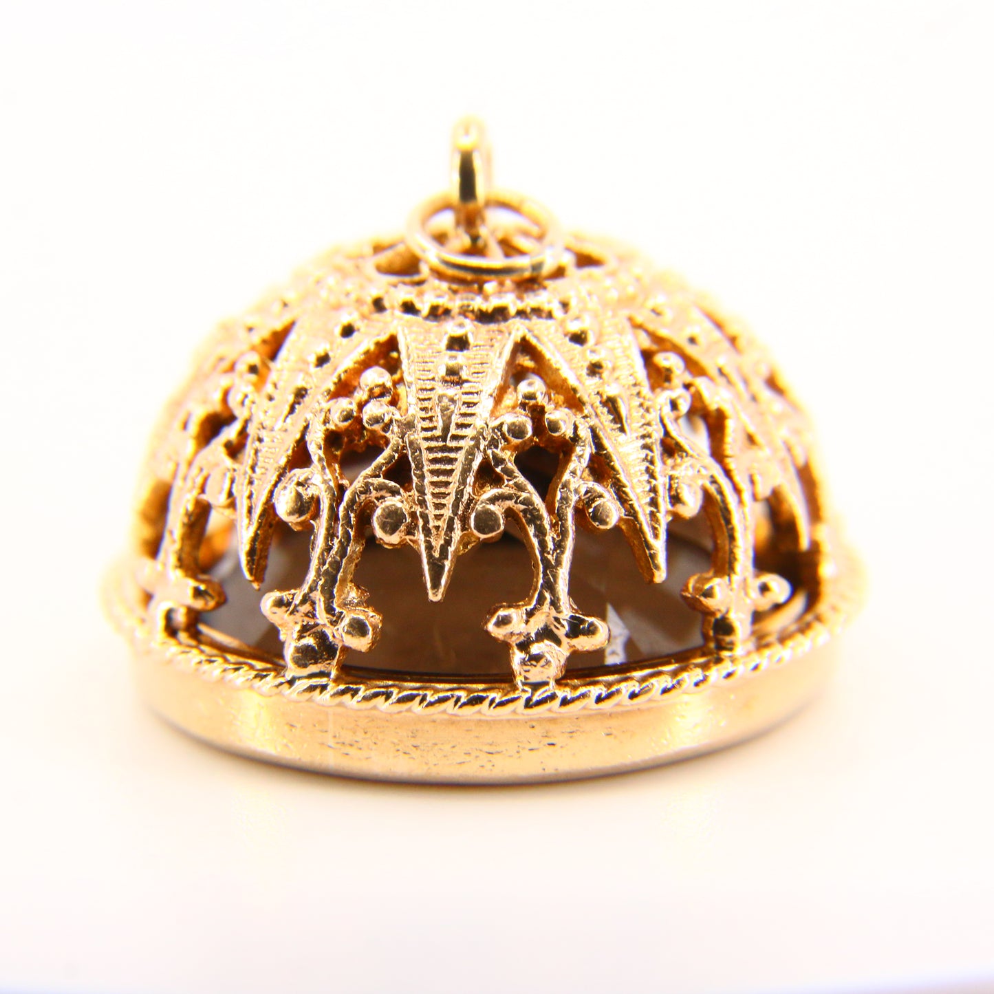 Vintage 9ct Drop Fob Pendant Citrine Cameo Seal 9 Carat Yellow Gold Charm Gift