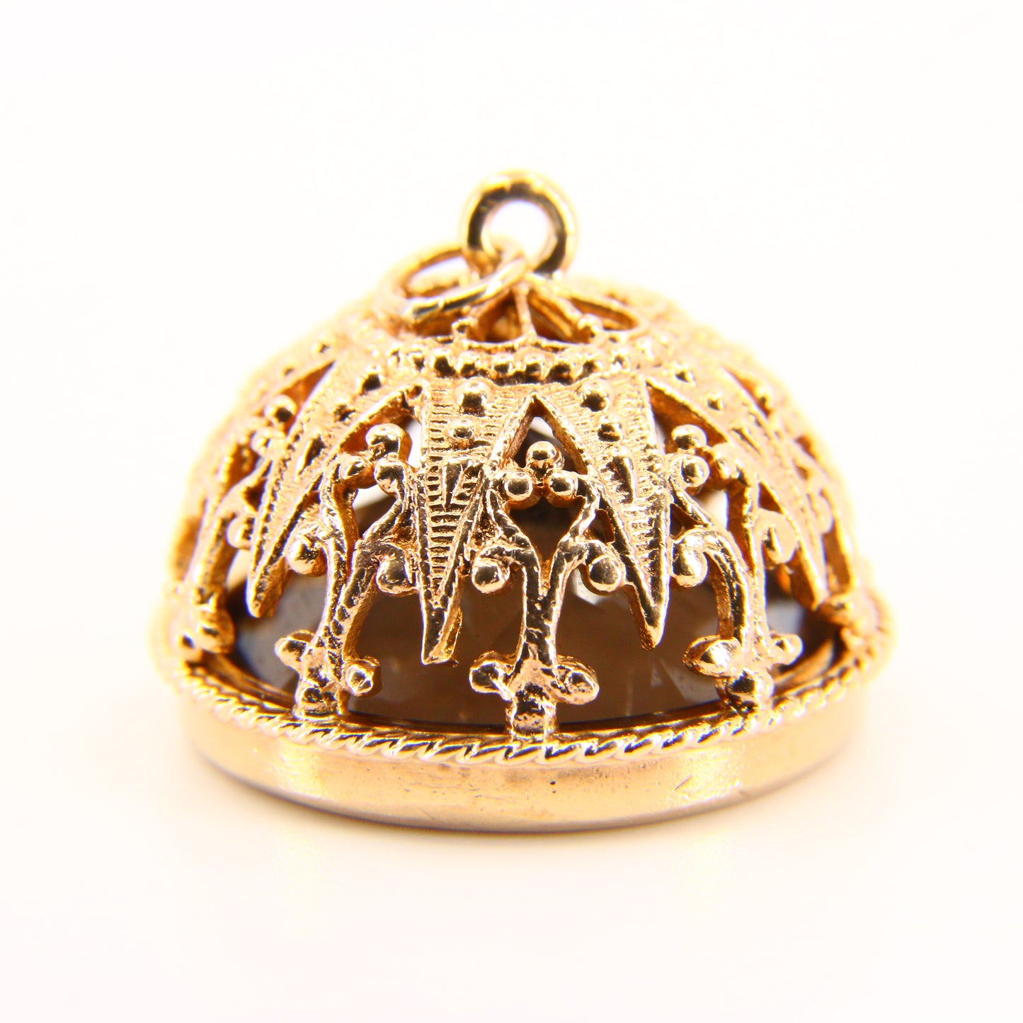 Vintage 9ct Drop Fob Pendant Citrine Cameo Seal 9 Carat Yellow Gold Charm Gift