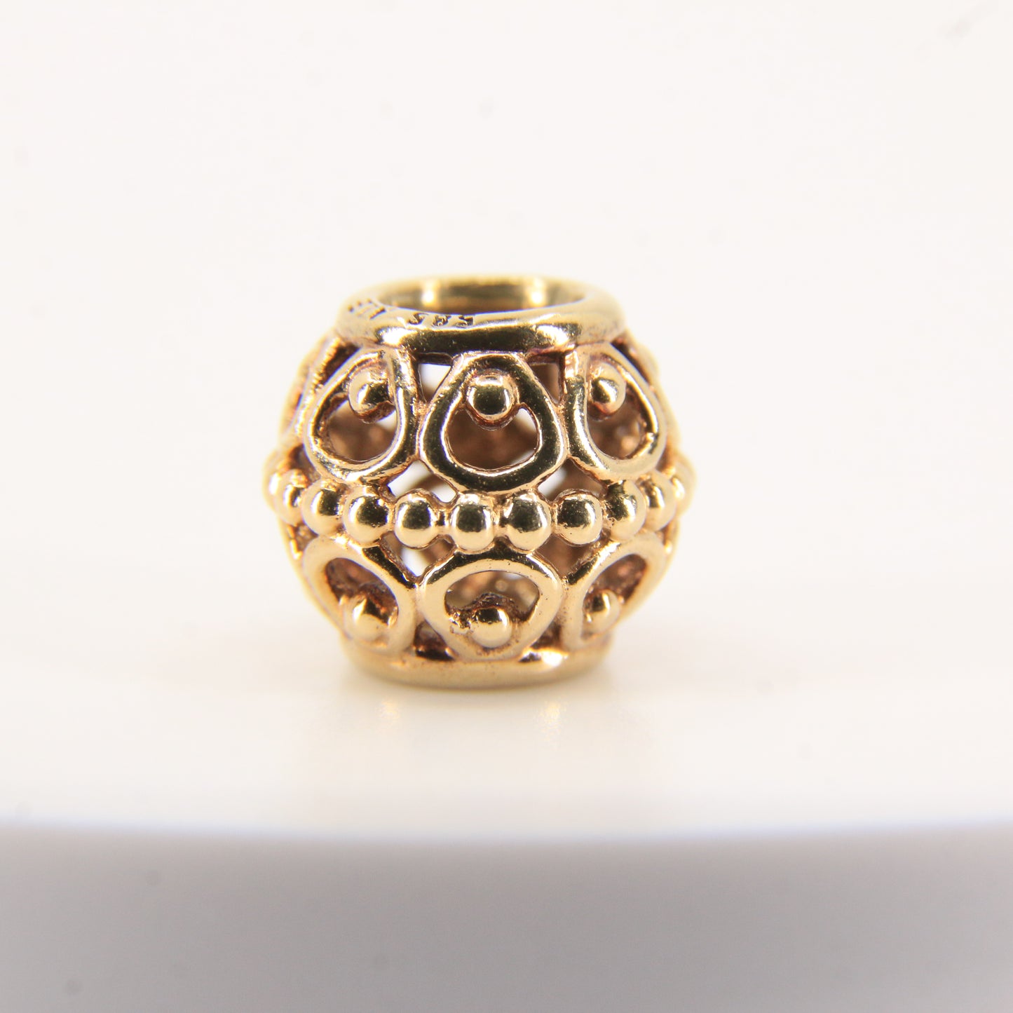 Pandora 14ct Solid Gold Bead Charm Nonthreaded Yellow Gold Bracelet Bead