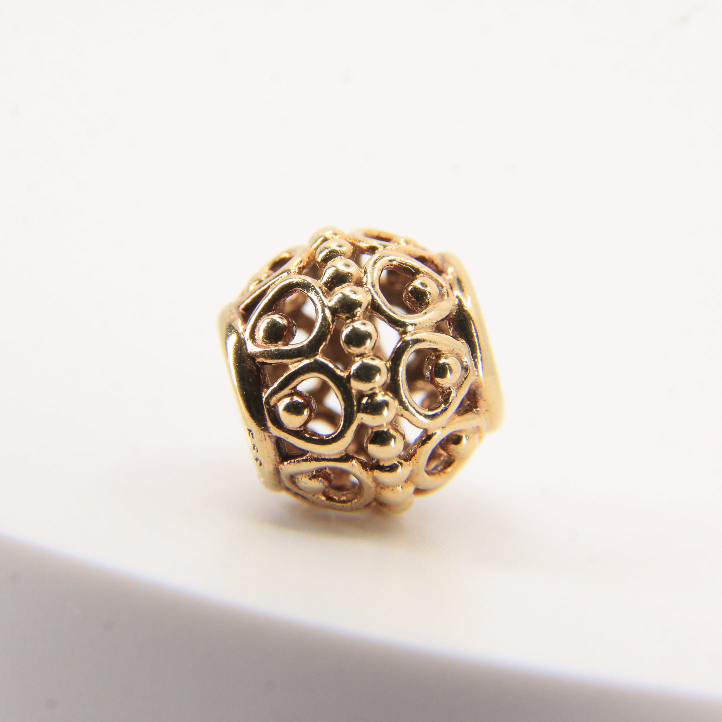 Pandora 14ct Solid Gold Bead Charm Nonthreaded Yellow Gold Bracelet Bead