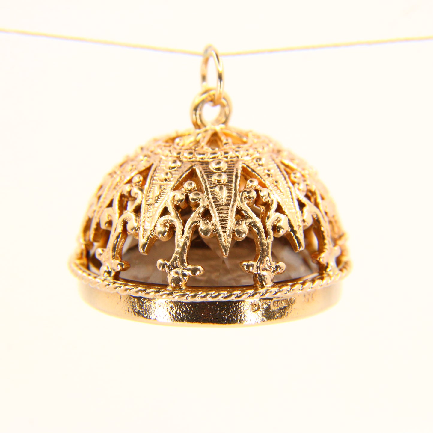 Vintage 9ct Drop Fob Pendant Citrine Cameo Seal 9 Carat Yellow Gold Charm Gift