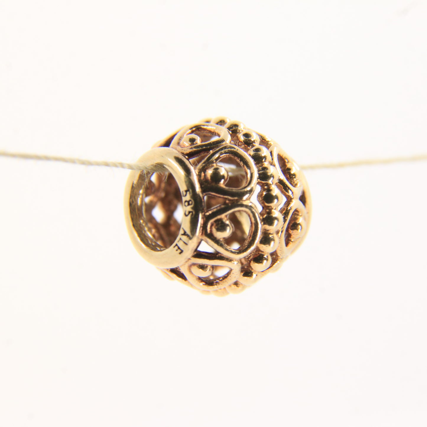 Pandora 14ct Solid Gold Bead Charm Nonthreaded Yellow Gold Bracelet Bead