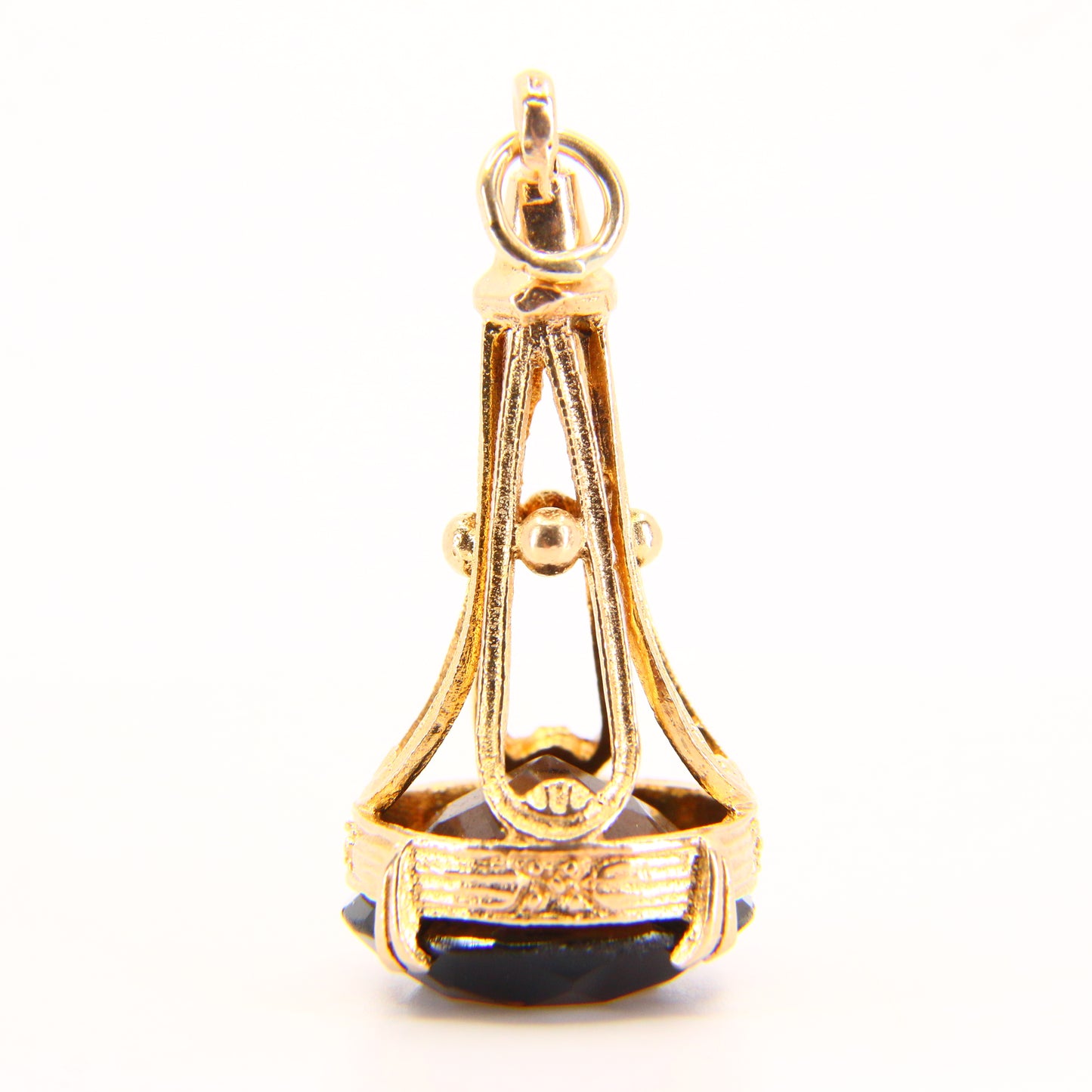 Vintage 9ct Gold Drop Fob Pendant Smoky Quartz Hallmarked Yellow Gold Charm Gift