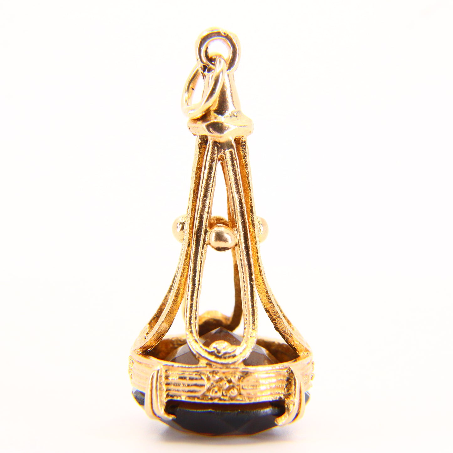 Vintage 9ct Gold Drop Fob Pendant Smoky Quartz Hallmarked Yellow Gold Charm Gift