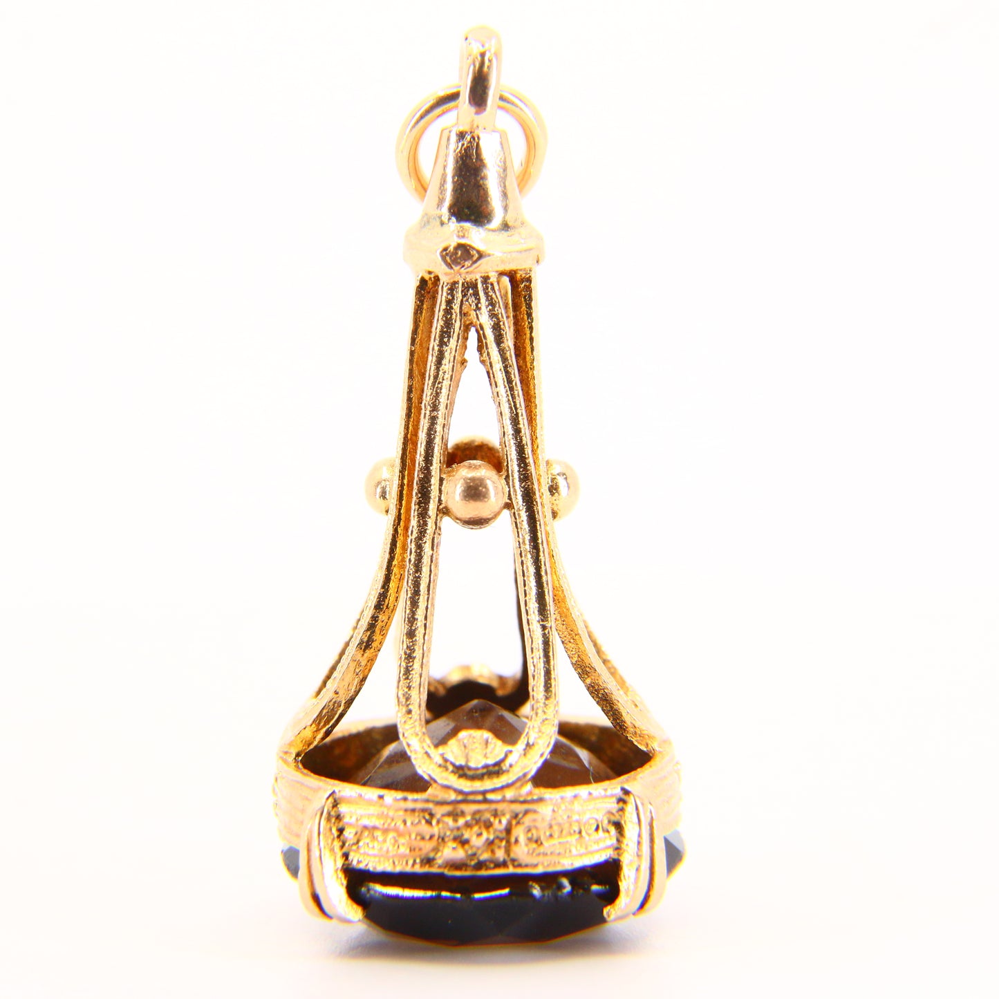 Vintage 9ct Gold Drop Fob Pendant Smoky Quartz Hallmarked Yellow Gold Charm Gift