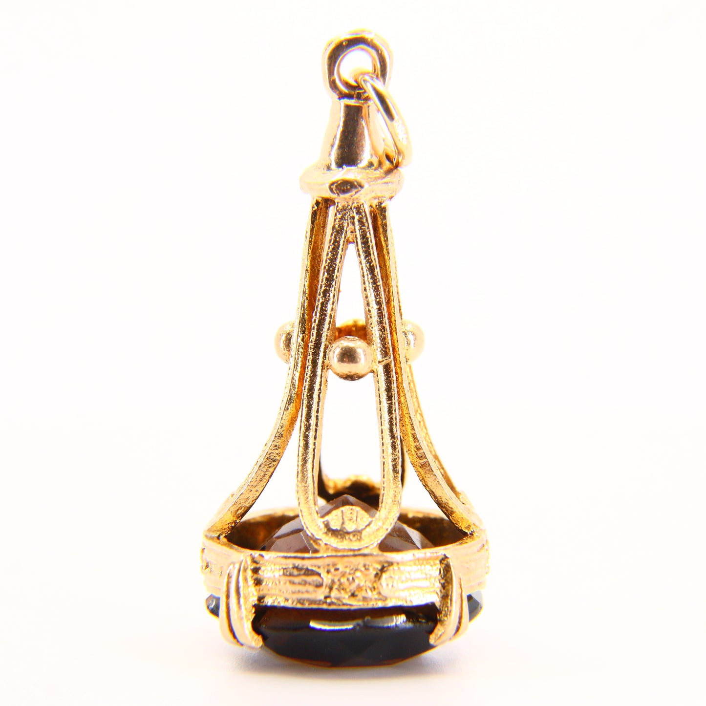 Vintage 9ct Gold Drop Fob Pendant Smoky Quartz Hallmarked Yellow Gold Charm Gift