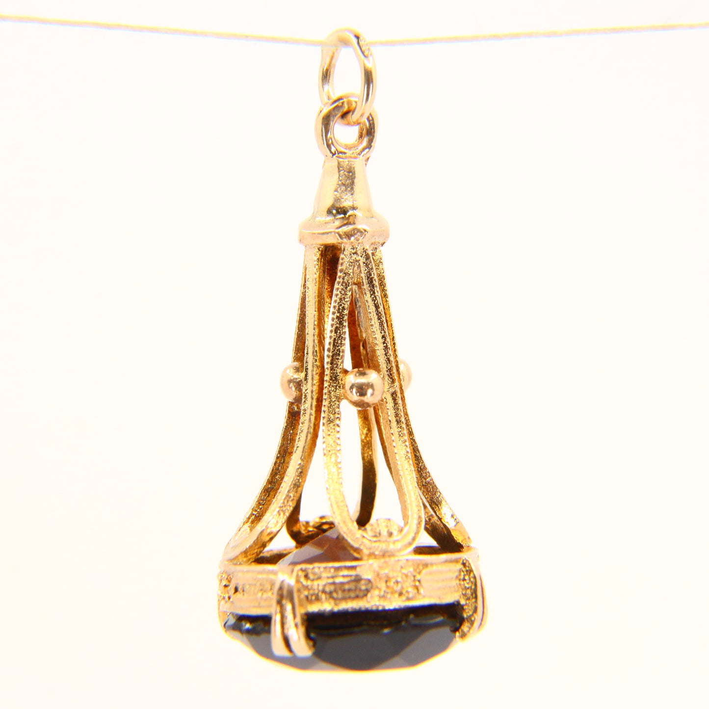 Vintage 9ct Gold Drop Fob Pendant Smoky Quartz Hallmarked Yellow Gold Charm Gift