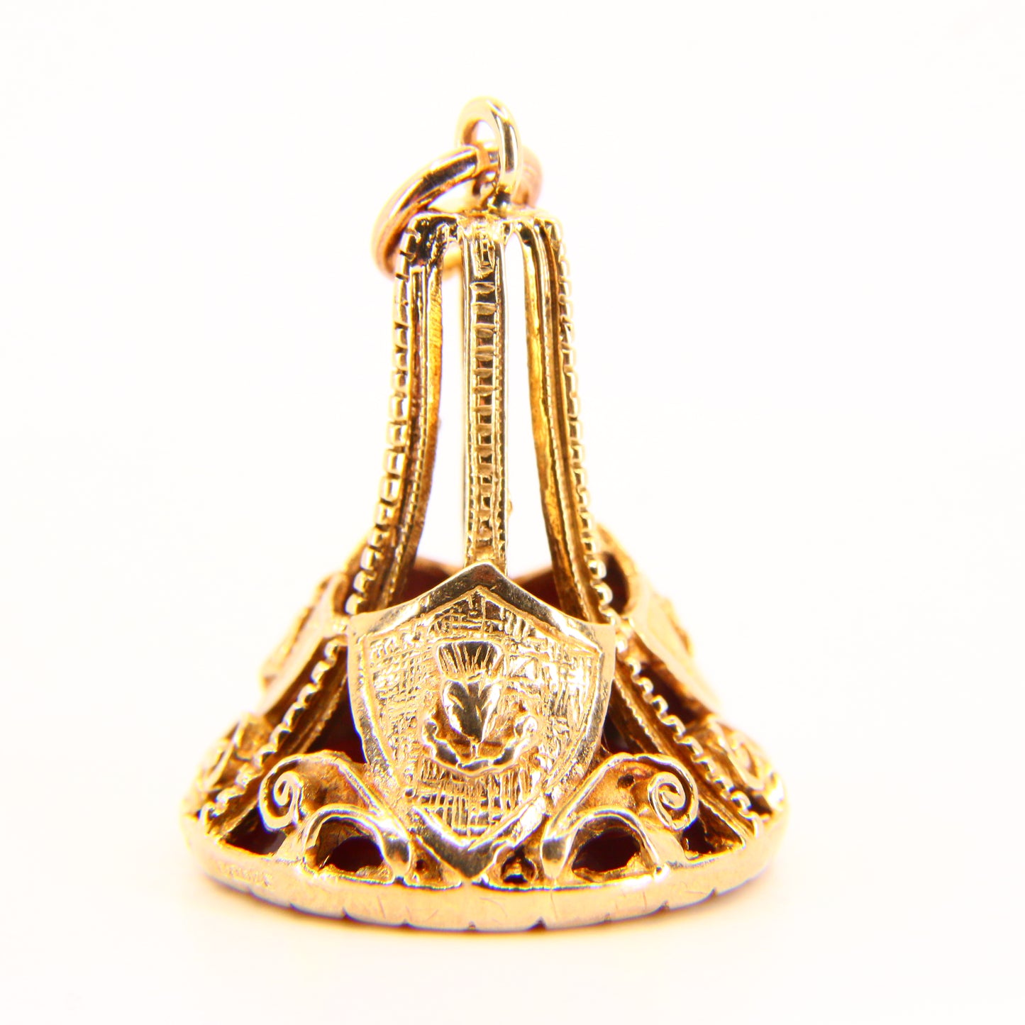 Antique 9ct Gold British UK Emblems Drop Fob Carnelian Centurion Head Hallmarked Yellow Gold Charm