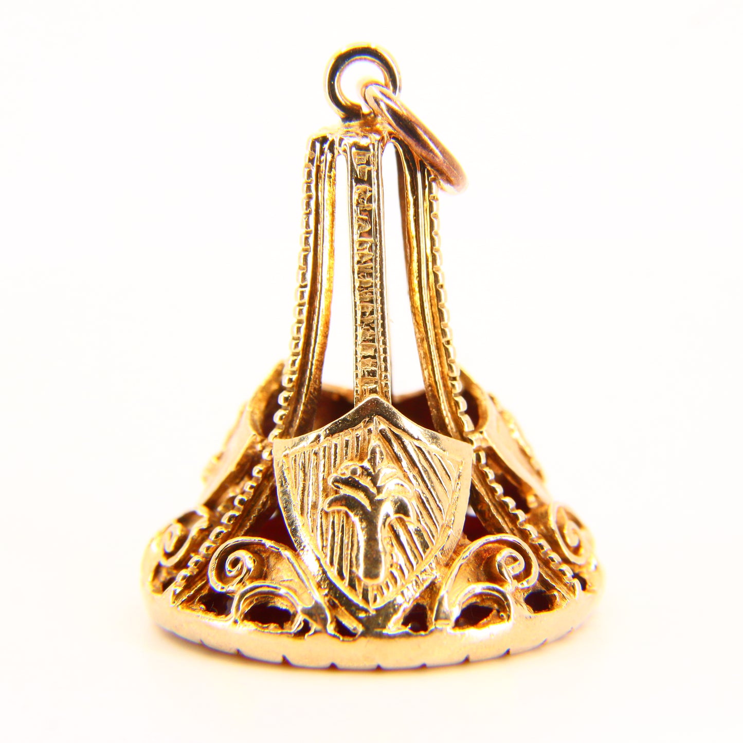 Antique 9ct Gold British UK Emblems Drop Fob Carnelian Centurion Head Hallmarked Yellow Gold Charm