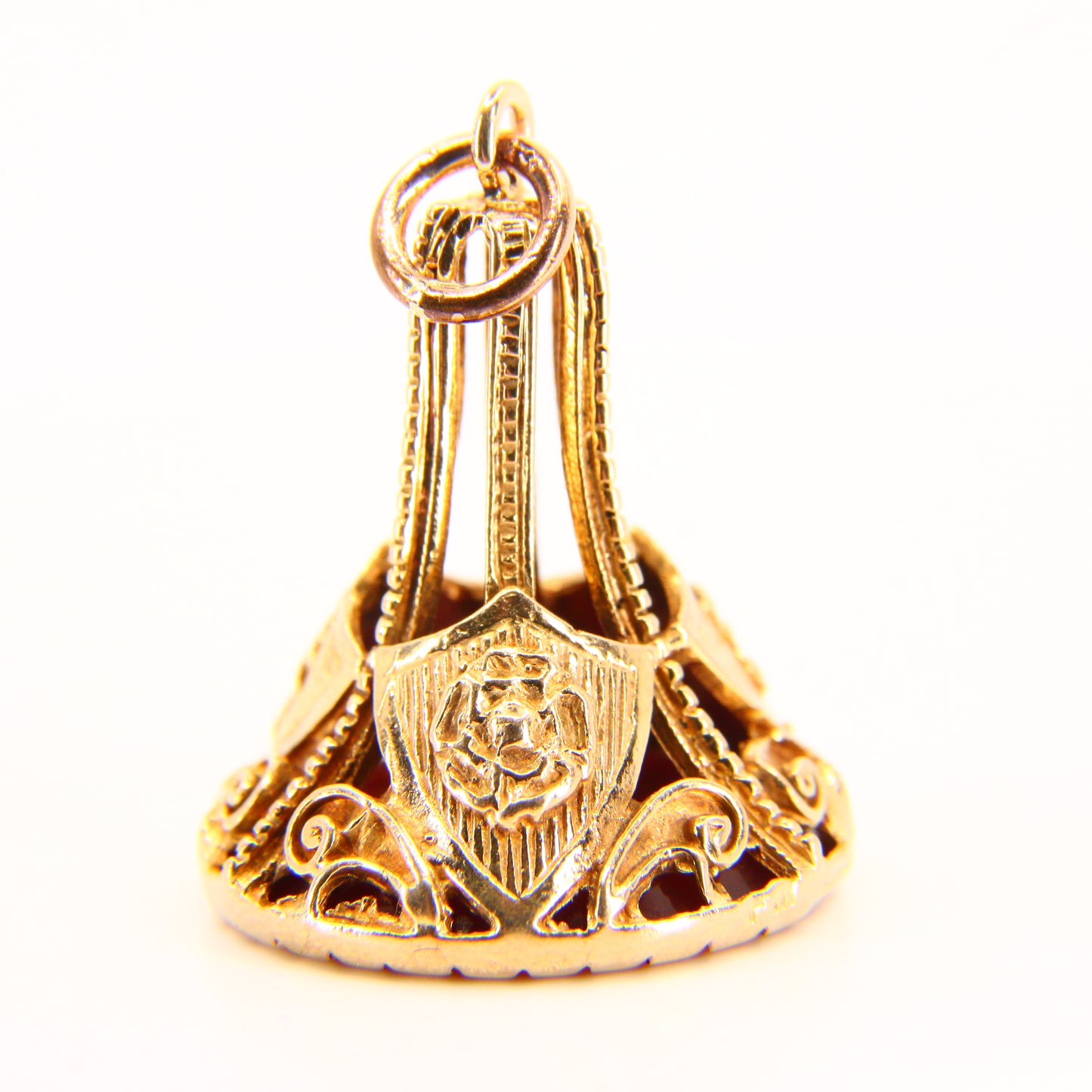 Antique 9ct Gold British UK Emblems Drop Fob Carnelian Centurion Head Hallmarked Yellow Gold Charm