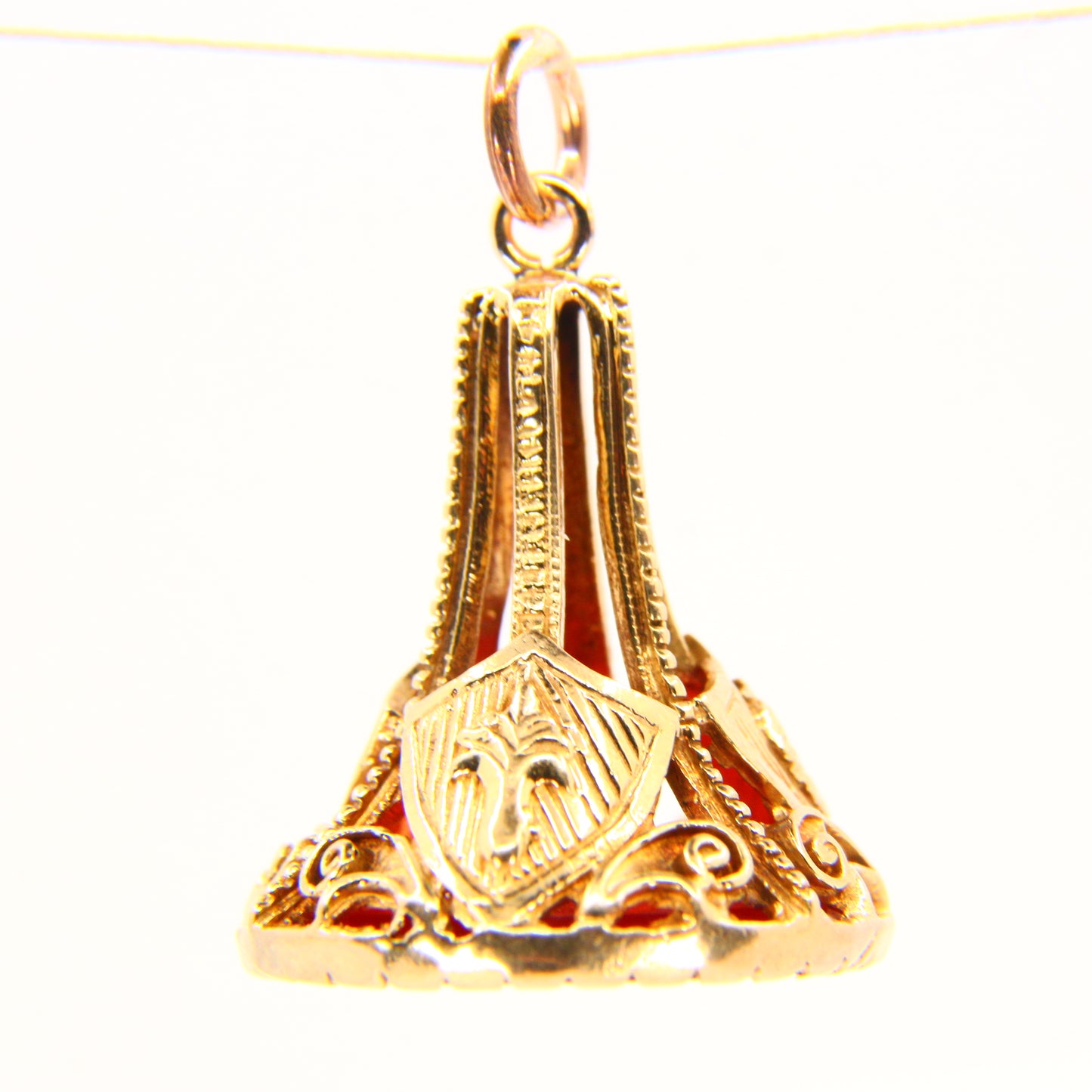 Antique 9ct Gold British UK Emblems Drop Fob Carnelian Centurion Head Hallmarked Yellow Gold Charm