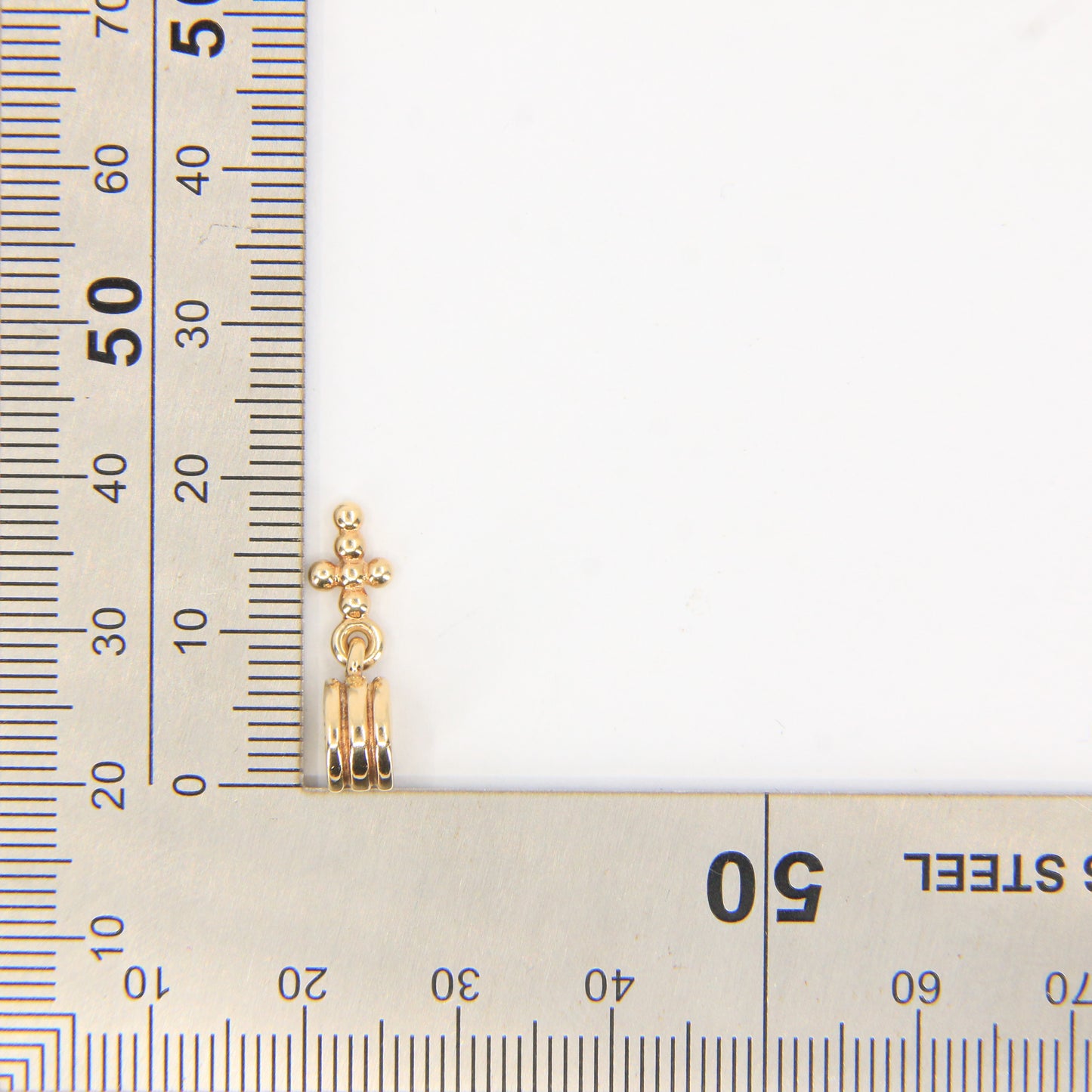 Pandora 14ct Solid Gold Hanging Cross Charm Threaded Yellow Gold Bracelet Bead