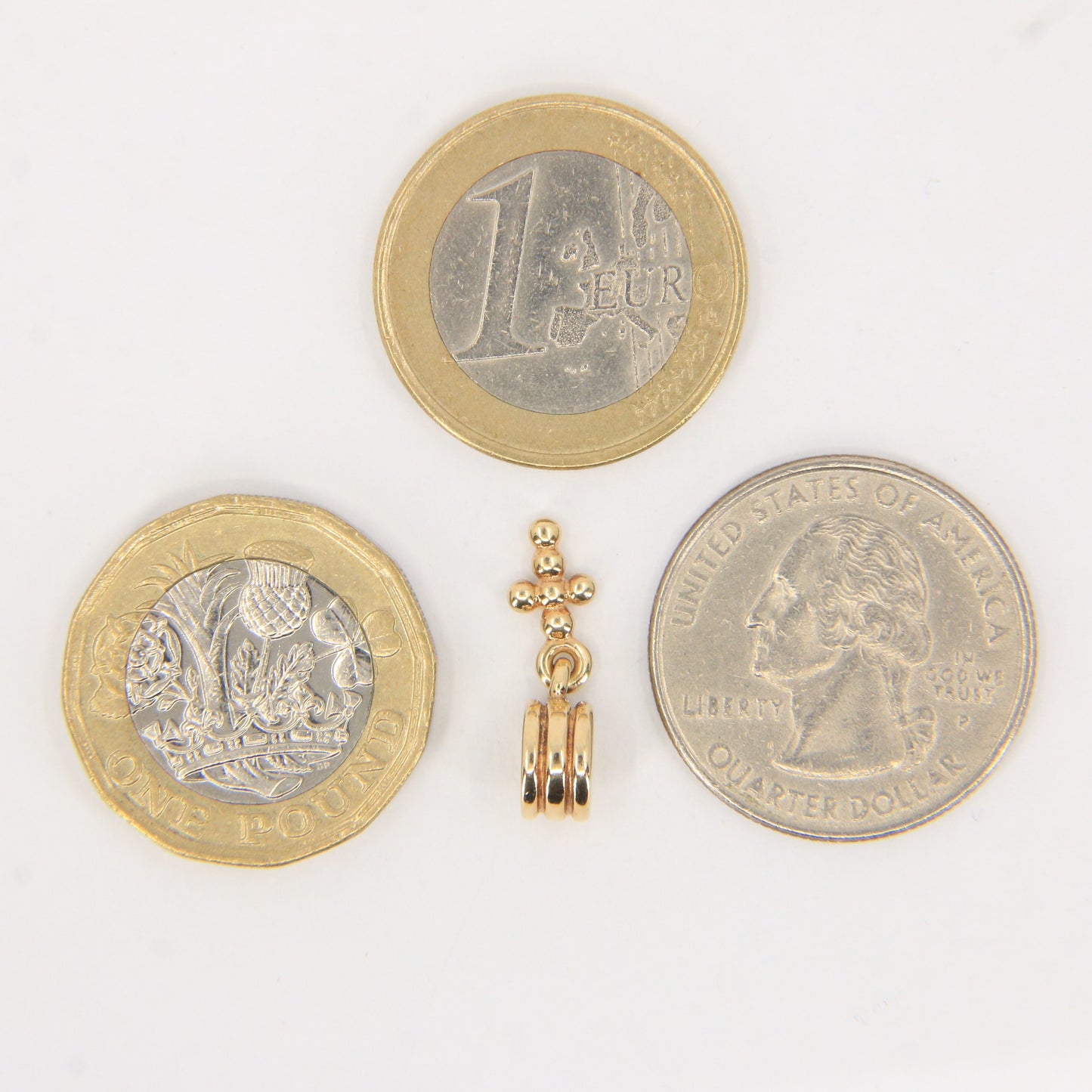 Pandora 14ct Solid Gold Hanging Cross Charm Threaded Yellow Gold Bracelet Bead