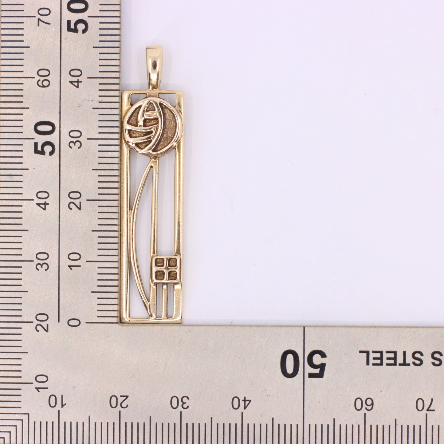 Vintage 9ct Hallmarked Gold Art Nouveau Rennie Mackintosh Pendant Boxed Gift