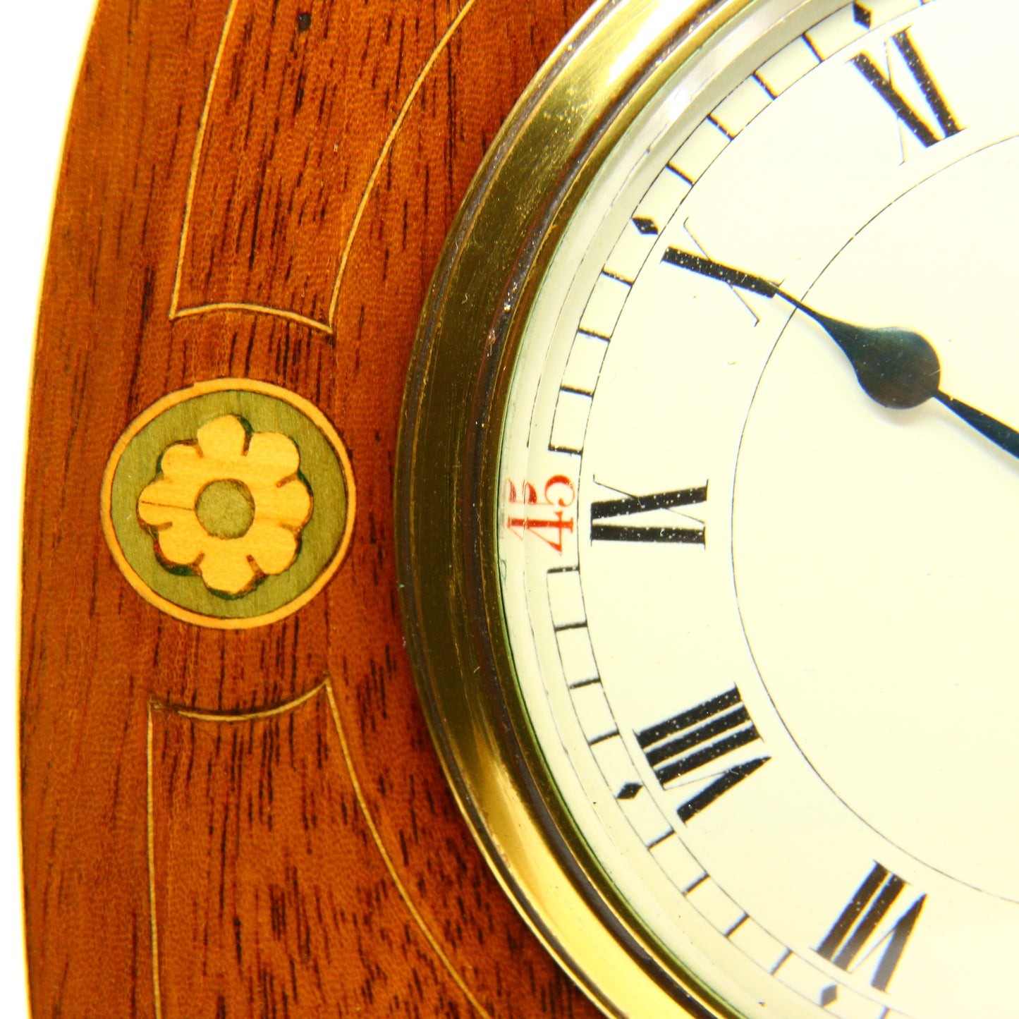 Antique Edwardian Mahogany Art Nouveau Inlaid Mantel Clock Floral 8 Day Running