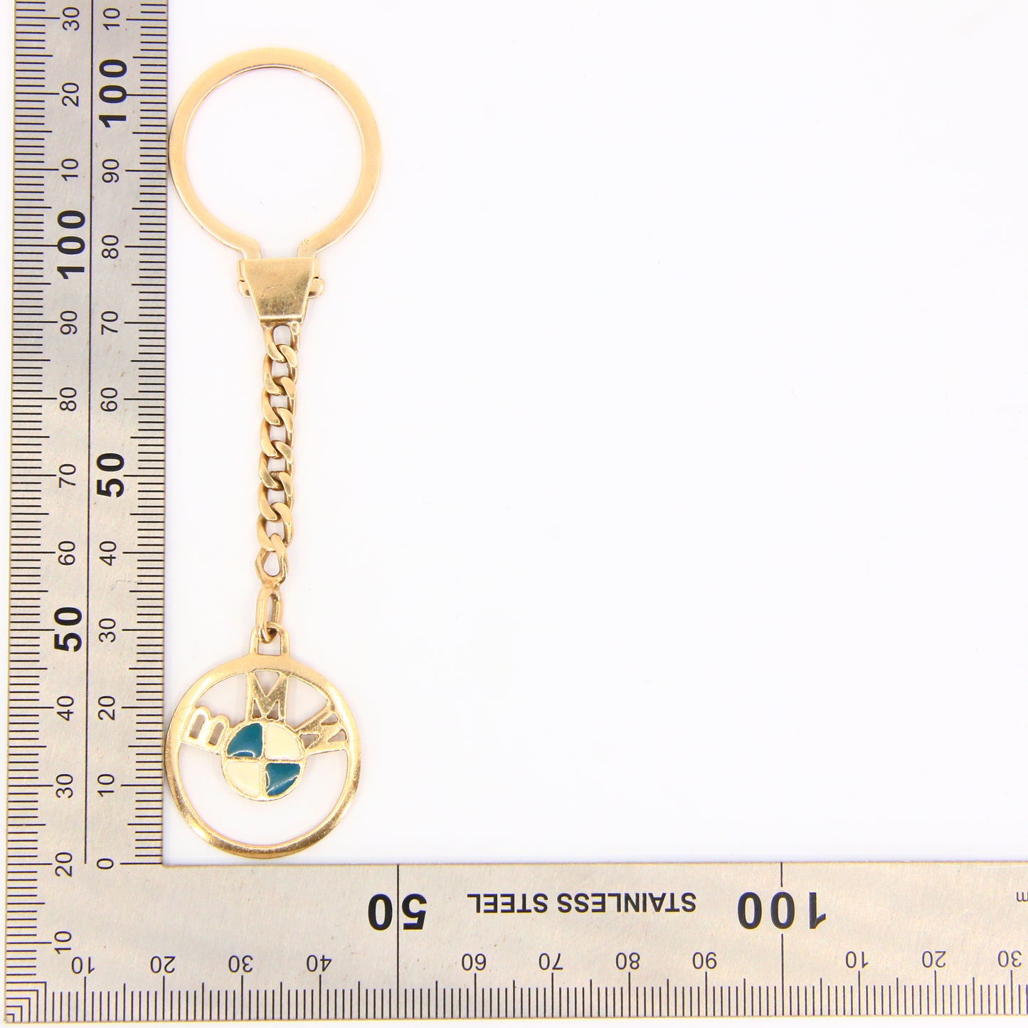 Vintage 9ct BMW Enamelled Collectors Gift Key Ring 9 Carat Solid Gold Hallmarked