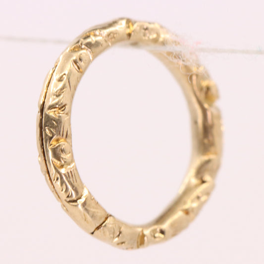 Vintage 9ct Yellow Gold Floral Engraved Split Ring Suspension Loop Pendant Bail