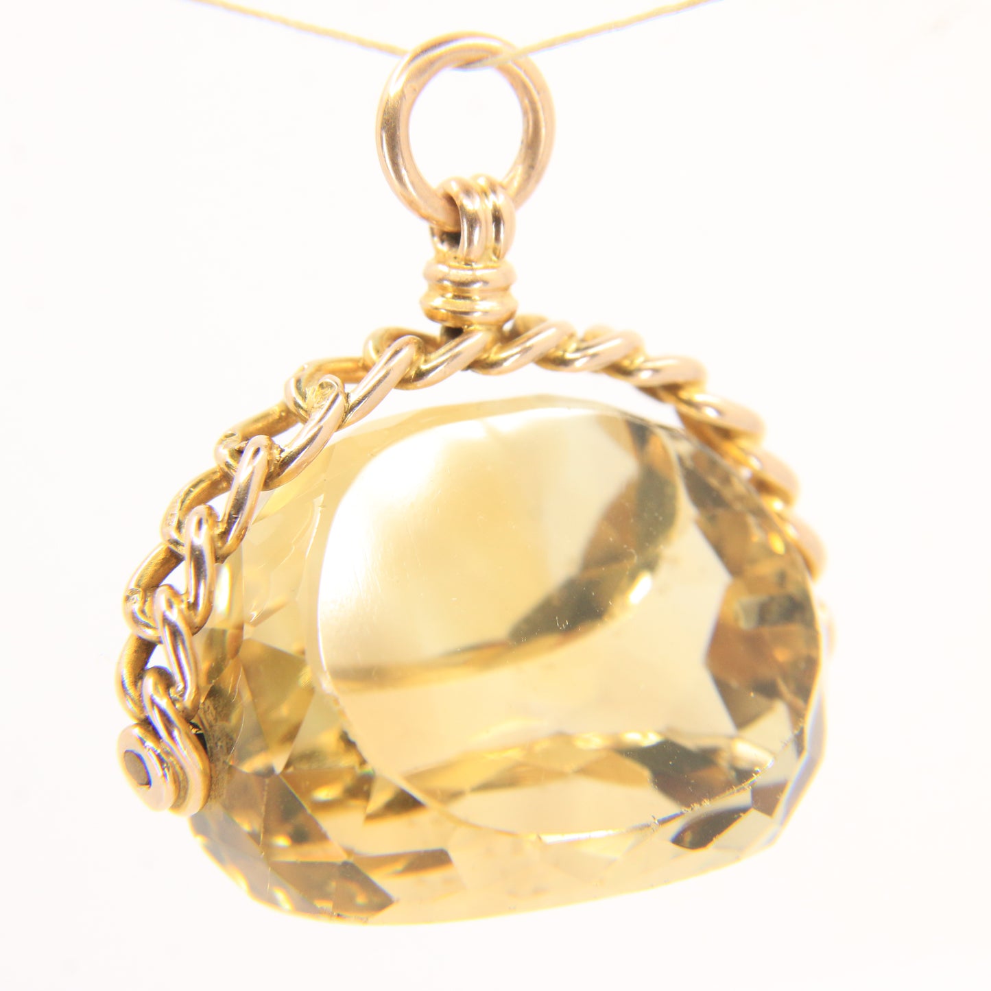 Antique 9ct Gold Hallmarked Citrine Spinner Pendant Charm Yellow Gold