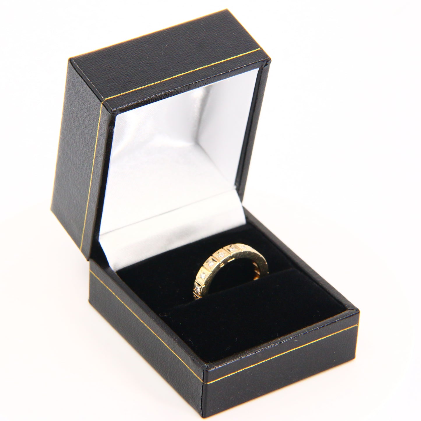 Vintage 9ct Diamond Eternity Ring Gold Ring Size K Hallmarked Yellow Gold Boxed