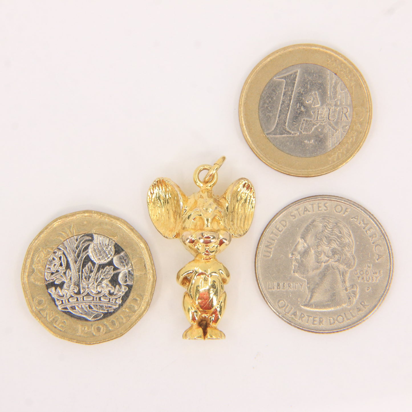 Vintage 9ct Yellow Gold Jerry Pendant Charm Hallmarked Cartoon Character Tom & Jerry