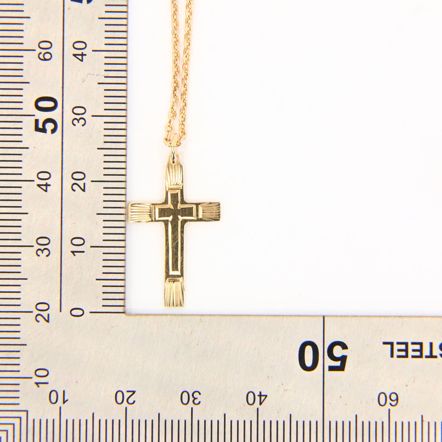 Vintage 9ct Gold Cross Pendant Fine Chain Necklace Gold Hallmarked Boxed Gift