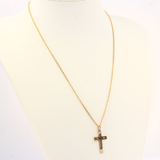 Vintage 9ct Gold Cross Pendant 16.5 inch Fine Chain Necklace Gold Hallmarked Boxed Gift