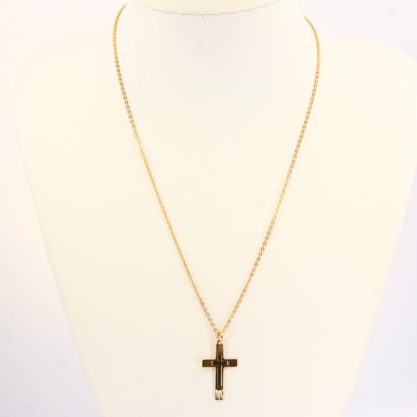 Vintage 9ct Gold Cross Pendant Fine Chain Necklace Gold Hallmarked Boxed Gift