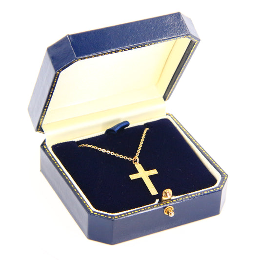 Vintage 9ct Gold Cross Pendant 16.5 inch Fine Chain Necklace Gold Hallmarked Boxed Gift