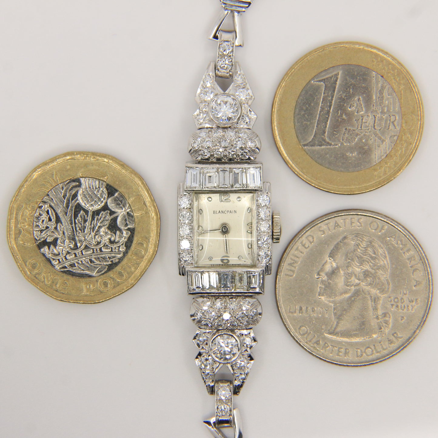 Vintage Blancpain Ladies 14K Gold Diamond Cocktail Watch Platinum Case Boxed