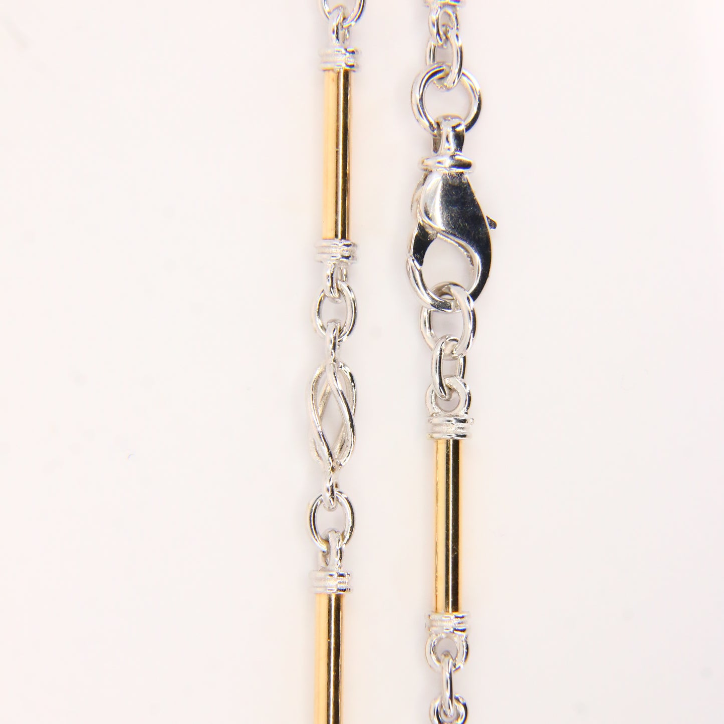 Vintage 9ct Yellow & White Gold Chain Barrel Necklace 24 INCH Art Nouveau Boxed Gift