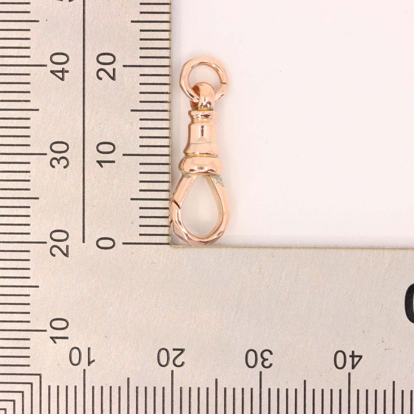 Vintage 9ct Rose Gold Dog Clip Clasp Jewellery Finding Hexagonal Pattern Pendant