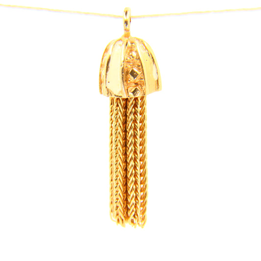 Vintage 18K Tassel Charm Unmarked 18 Carat Yellow Gold Pendant