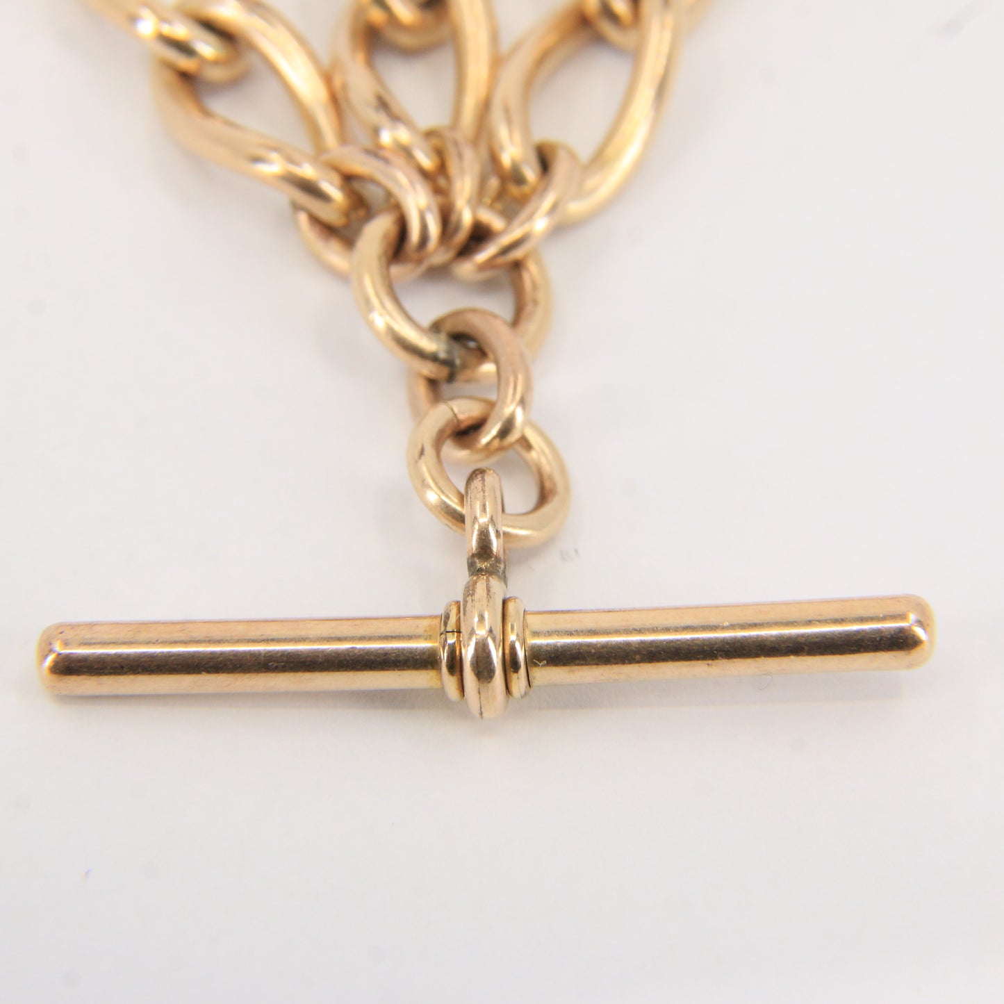 Antique Rolled Gold Double Albert Watch Chain 15" Pocket Watch T-Bar & Clasps