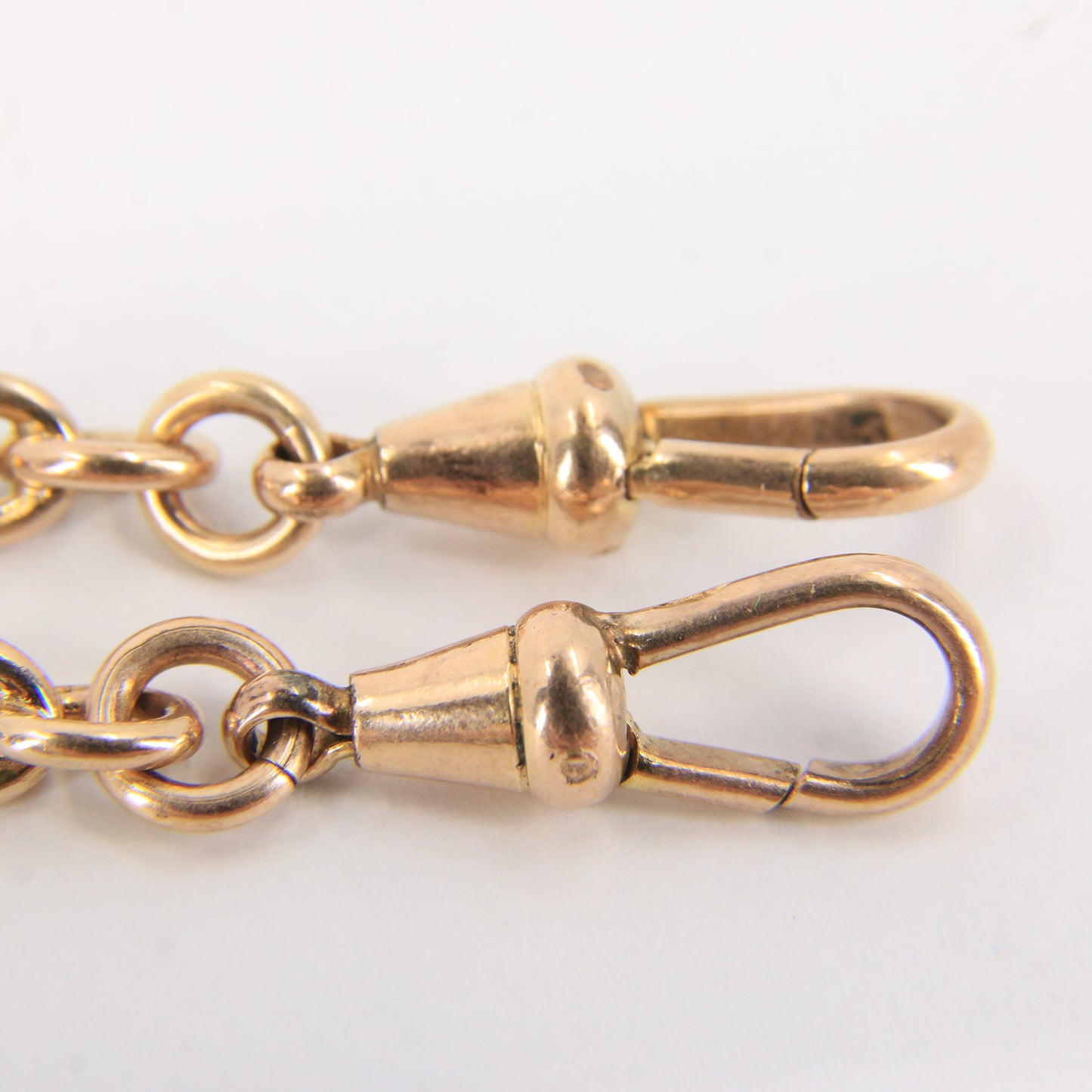 Antique Rolled Gold Double Albert Watch Chain 15" Pocket Watch T-Bar & Clasps