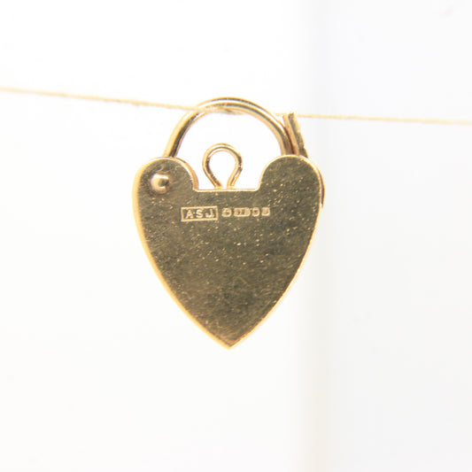 Vintage 9ct Heart Lock Gold Charm Padlock Closer Pendant Hallmarked Gifts Crafts