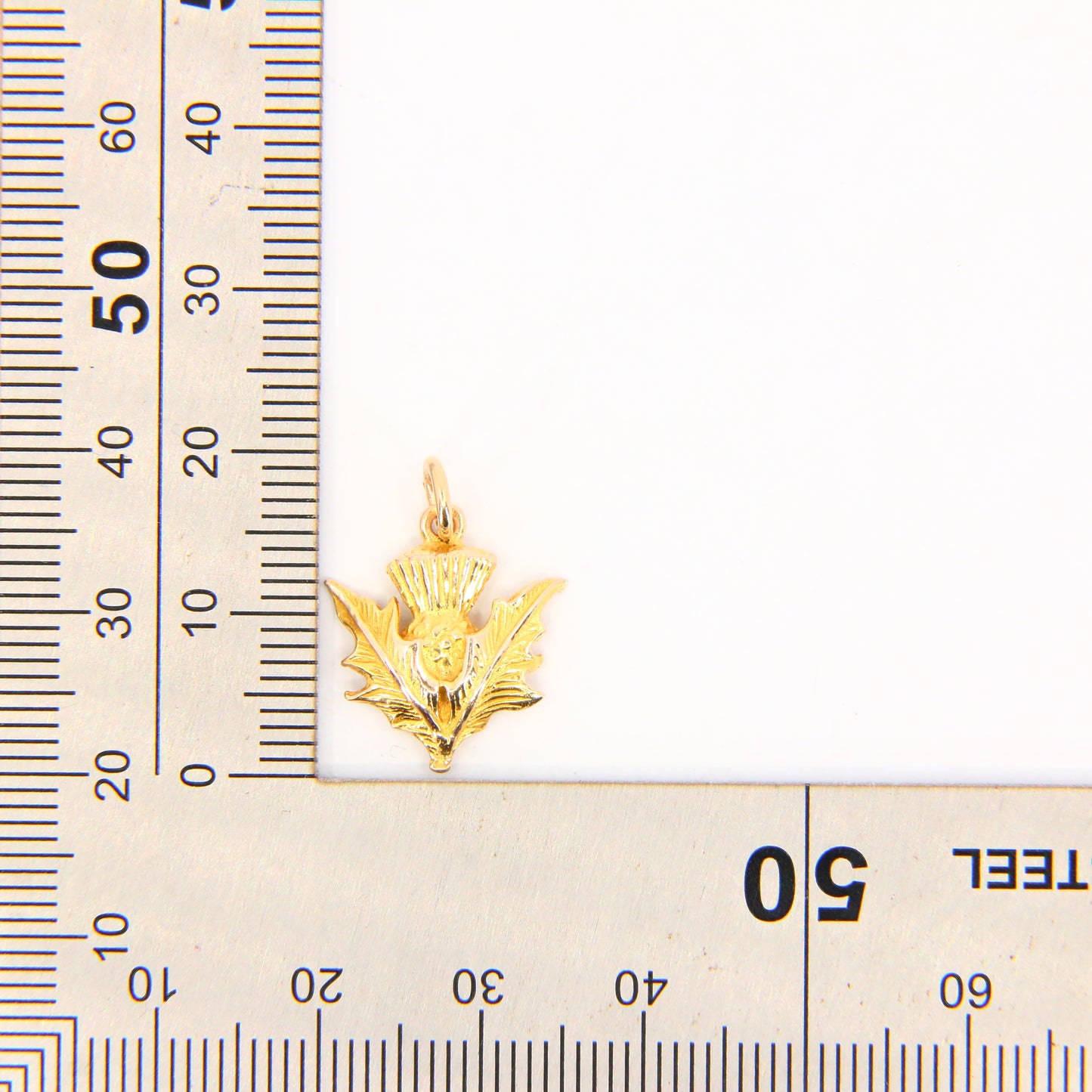 Vintage 9ct Scottish Flower Thistle Pendant 9 Carat Hallmarked Yellow Gold Charm