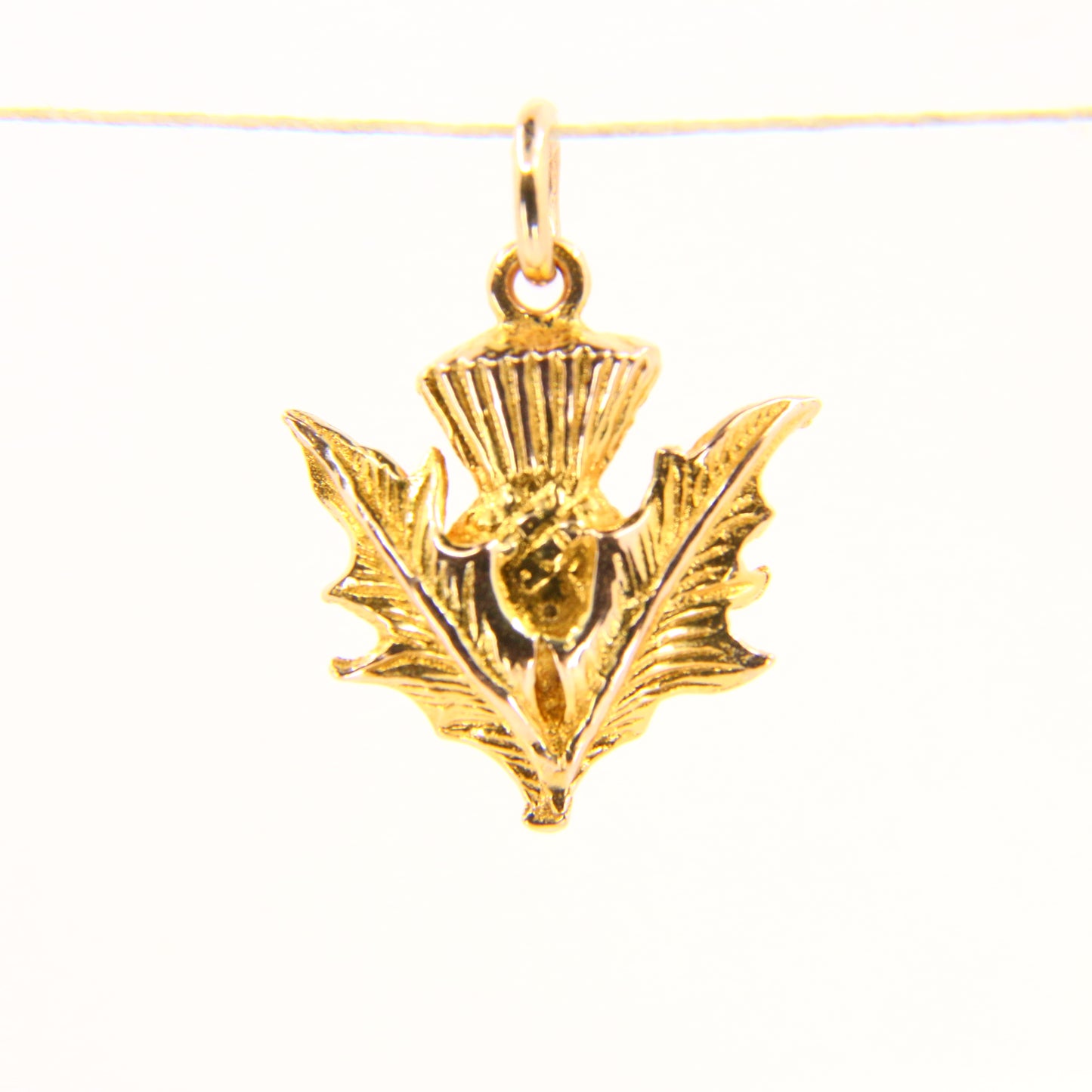 Vintage 9ct Scottish Flower Thistle Pendant 9 Carat Hallmarked Yellow Gold Charm