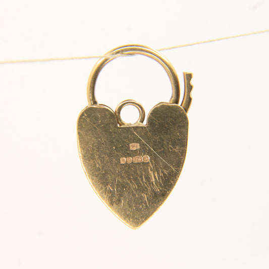 Vintage 9ct Heart Lock Gold Charm Padlock Closer Pendant Hallmarked Gifts Crafts