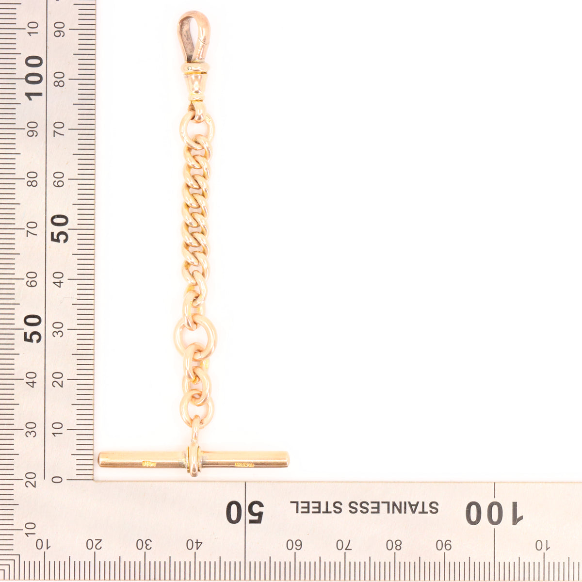 Antique 9ct Hallmarked Rose Gold 3.5 Inch Albert Chain Extension T Bar Watch Fob