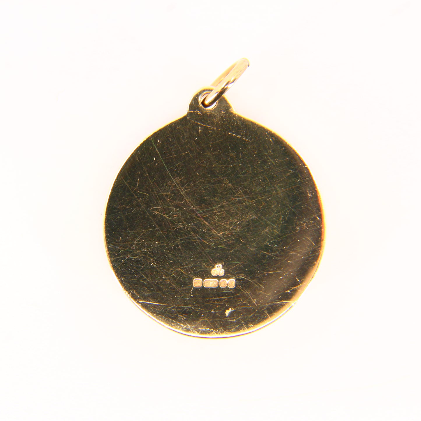 Vintage 9ct Goldstone Pendant Hallmarked Yellow Gold Circle Glass Stone Charm