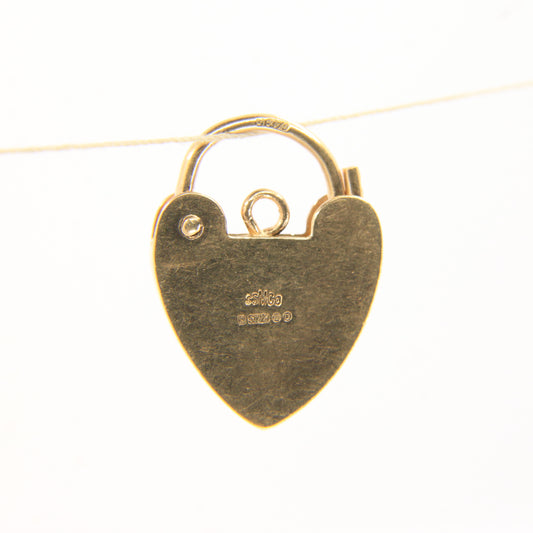 Vintage 9ct Heart Lock Gold Charm Padlock Closer Pendant Hallmarked Gifts Crafts