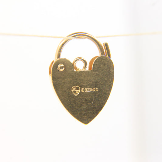 Vintage 9ct Heart Lock Gold Charm Padlock Closer Pendant Hallmarked Gifts Crafts