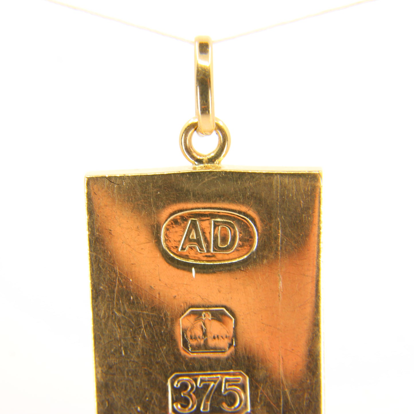 Vintage 9ct Gold Ingot Pendant Charm Hallmarked London 1976 Yellow Gold